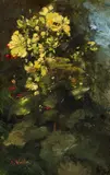 Antoine Vollon, Blumenstillleben (Zwei Blumen einer blühenden Pflanze), Öl auf Leinwand