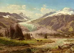 François Roffiaen, Gletscher bei Chamonix, Öl auf Leinwand
