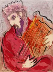Marc Chagall, David mit der Harfe, Farblithografie auf Velin