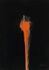 Ohne Titel by Otto Piene, Mischtechnik (Feuergouache) auf schwarz beschichtetem Karton, sold Nov 2014