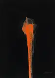 Ohne Titel by Otto Piene, Mischtechnik (Feuergouache) auf schwarz beschichtetem Karton, sold Nov 2014