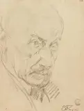 Max Liebermann, Selbstbildnis (doppelseitig, Büste nach rechts bzw. nach links)