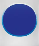 Rupprecht Geiger, Blauer Kreis mit hellem Kranz auf silber
