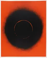 Schwarze Sonne auf Rot by Otto Piene, Farbserigrafie auf Karton, sold Nov 2014