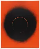 Otto Piene, Schwarze Sonne auf Rot, Farbserigrafie auf Karton