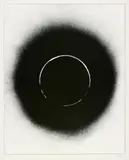 Otto Piene, Schwarze Sonne auf Weiß, Serigrafie auf Karton