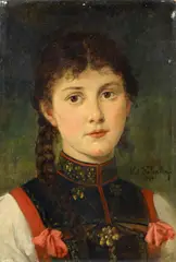 Porträt eines jungen Mädchens by Hubert Salentin, Öl auf Leinwand, sold Nov 2014