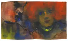 Paar (Mann im Profil) by Emil Nolde, Aquarell auf Japan, sold Nov 2014