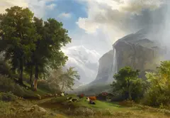 August Kessler, Der Staubach im Lautherbrunnental im Berner Oberland, Öl auf Leinwand