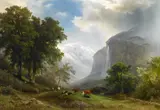 August Kessler, Der Staubach im Lautherbrunnental im Berner Oberland, Öl auf Leinwand