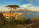 Otto Geleng, Blick auf die Bucht von Neapel und den Vesuv, Öl auf Leinwand