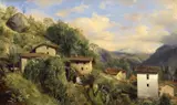 Dorf in den Savoyer Alpen by Jean Antoine Théodore Gudin, Öl auf Papier, sold Nov 2014