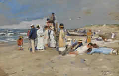 Strandszene auf Sylt by Hugo Mühlig, Gouache auf Velin, sold Nov 2014