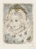 Portrait de Marguerite by Salvador Dalí, Kolorierte Kaltnadelradierung und Roulette auf Japan, sold Nov 2014