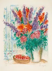 Le Grand Bouquet by Marc Chagall, Farblithografie auf RIVES BFK (Wasserzeichen), sold Nov 2014