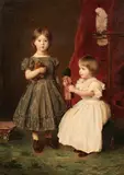 Ludwig Knaus, Doppelporträt der Töchter des Künstlers, Marie und Hedwig Knaus