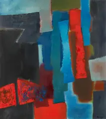 Fritz Winter, "und - Rot", Öl auf Leinwand