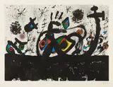 Aus: Homenaje a Joan Prats by Joan Miró, Farblithografie auf Guarro, sold Nov 2014