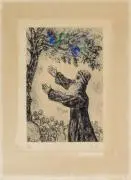 Joshua ermahnt das Volk by Marc Chagall, Handkolorierte Radierung auf Arches, sold Nov 2014