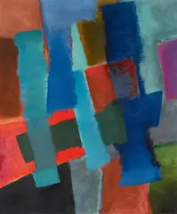 "Links-Rot" by Fritz Winter, Öl auf Leinwand, sold Nov 2014