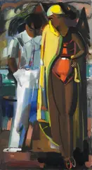 Max Ackermann, Badeszene, Öl auf Leinwand