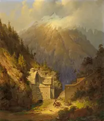 August Podesta, Festung Finsterminz in Tirol, Öl auf Leinwand