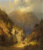 August Podesta, Festung Finsterminz in Tirol, Öl auf Leinwand
