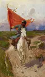 Franz Roubaud, "Lone standard bearer", Öl auf Leinwand