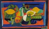 Josef Scharl, Stillleben, Gouache auf braunem Packpapier