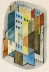 "New York" by Marcel-Louis Baugniet, Aquarell und Tusche auf Aquarellbütten, sold Nov 2014