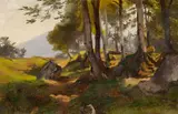 Johann Gottfried Steffan, Waldansicht, Öl auf Karton
