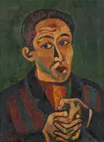 Josef Scharl, Bildnis eines Mannes mit verschränkten Händen, Öl auf Leinwand