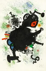 La rhinocérine by Joan Miró, Farblithografie auf ARCHES FRANCE (Wasserzeichen), sold Nov 2014