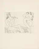 Pablo Picasso, Flûtiste grec et danseuse, Radierung auf Velin
