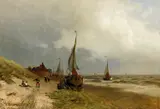 Viggo Fauerholdt, Am Strand, Öl auf Leinwand