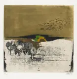 Johnny Friedlaender, Sieben Landschaften, Kassette mit sieben farbigen Aquatintaradierungen auf Arches
