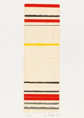 Antikes Prinzip - Striche + Streifen by Bernd Hahn, Mappe mit fünf farbigen Druckgrafiken (Radierung, Hochdruck, Offset) auf Hahnemühle (Wasserzeichen), sold Jun 2015