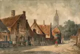 Willem Koekkoek, Dorfstraße, Aquarell auf Velin