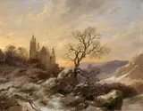 Caspar Scheuren, Weite Winterlandschaft mit einer Burganlage