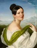 Friedrich Wilhelm Schadow, Porträt einer jungen Italienerin mit grünem Schleier, Öl auf Leinwand