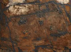 Gahib by Emil Schumacher, Mischtechnik auf Holz, sold Nov 2014
