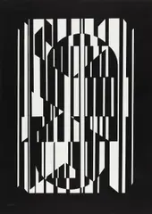 Ohne Titel by Victor Vasarely, Serigrafie auf schwarzem Tonkarton, sold Nov 2014