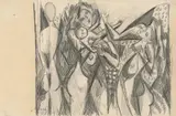 Ernst Wilhelm Nay, Darreichung des Sohnes, Bleistiftzeichnung auf Velin