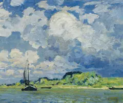 Sommerliche Bootspartie by Max Clarenbach, Öl auf Leinwand, sold Nov 2014