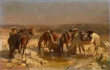 Max Joseph Pitzner, Patrouille in Deutsch Südwest-Afrika, Öl auf Holz
