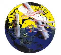 Goldberg-Variationen by Gerhard Richter, Mit Öl einseitig übermalte Schallplatte, sold Nov 2014