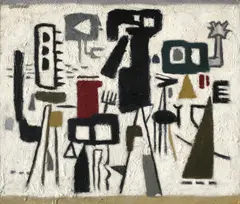 Willi Baumeister, Amenophis, Öl und Kunstharz auf Hartfaser