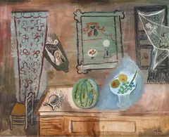 Stillleben mit Engel by Werner Gilles, Öl auf Leinwand, sold Nov 2014