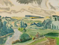 "Flusslandschaft" by Erich Heckel, Aquarell auf Velin, sold Nov 2015