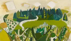 Erwin Henning, Oberschwäbische Landschaft, Öl auf Leinwand
